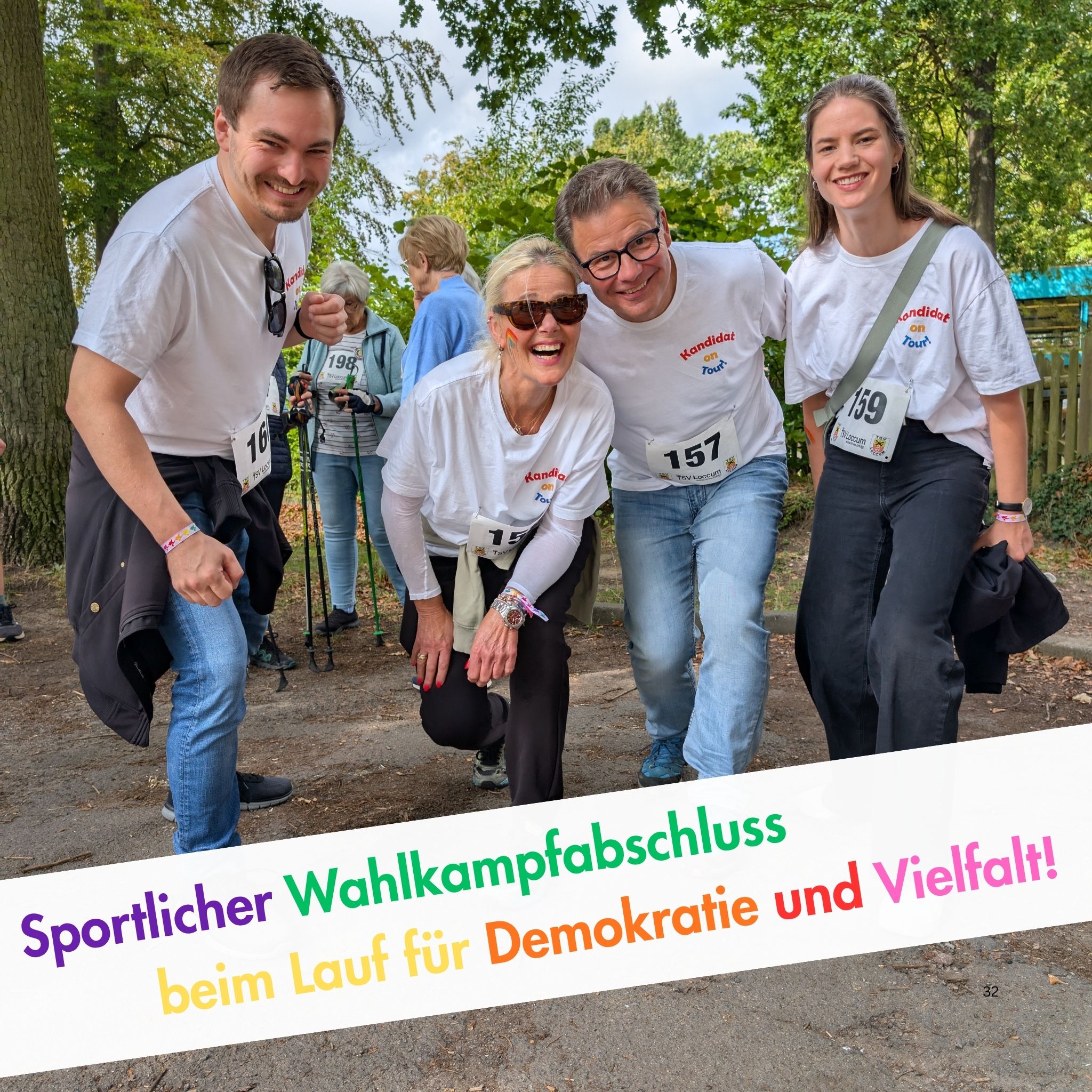 Martin Franke mit Familie beim Wahlkampfabschluss - Lauf für Demokratie und Vielfalt in Rehburg-Loccum.