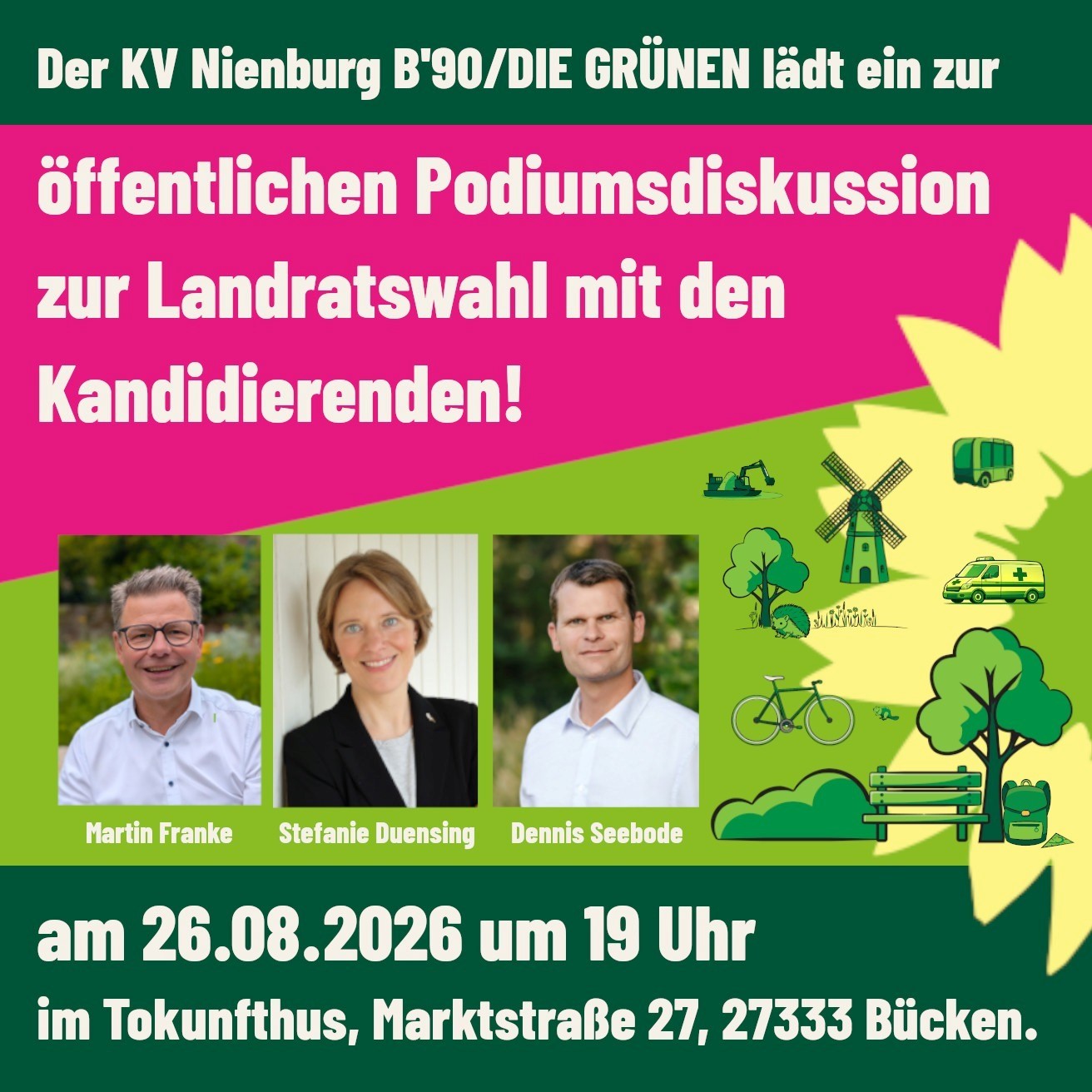 Podiumsdiskussion von Bündnis 90/Die Grünen zur Landratswahl.