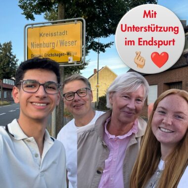 Martin Franke im Endspurt mit Etienne Januzi, Conny Feske und Zoè Rauer.